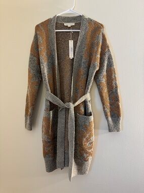LOVESTITCH Metallic Copper Belted Cardigan